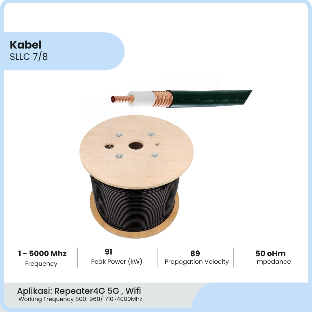 Kabel Penguat Signal 50 Ohm 7/8 SLLC High Quality dengan Hambatan Rendah
