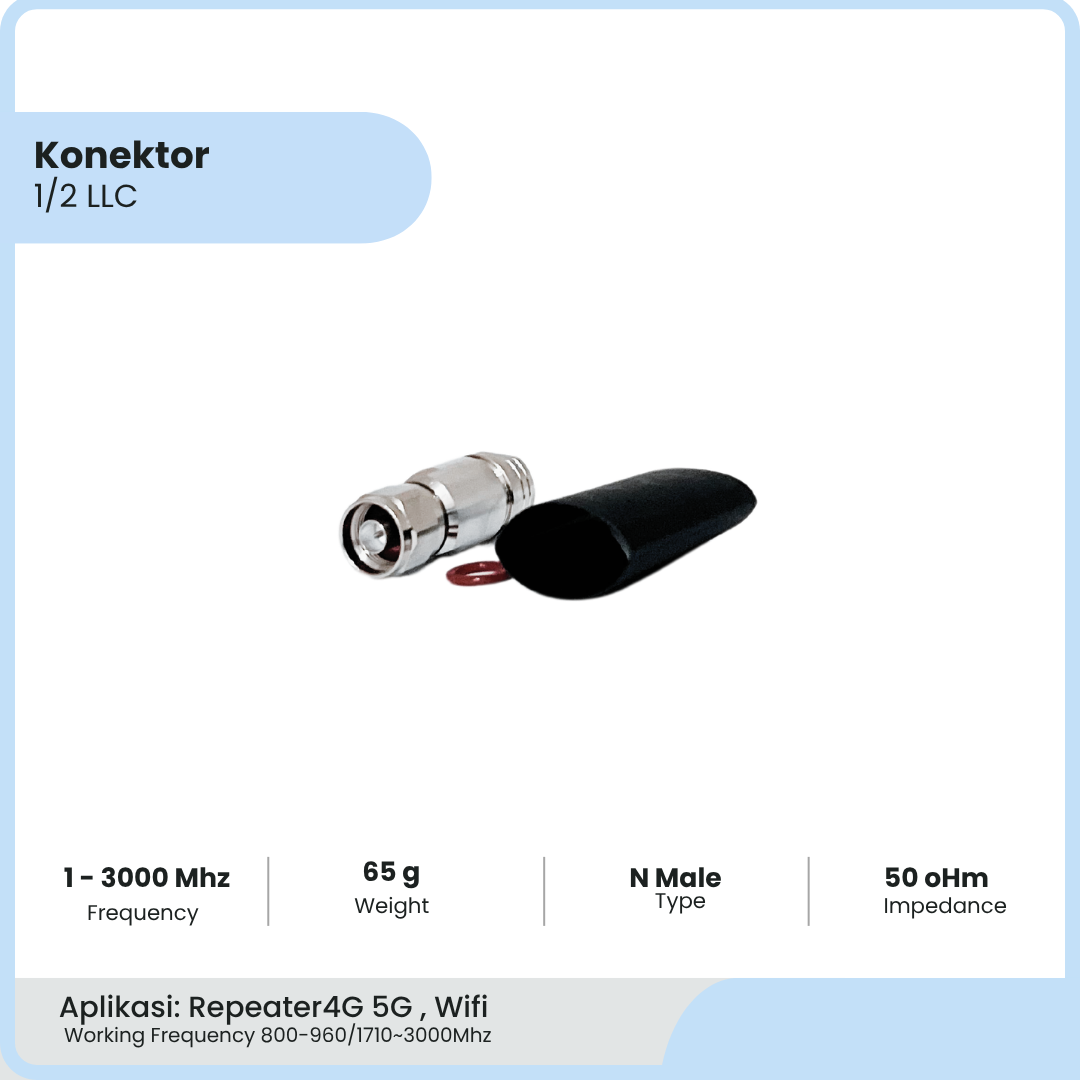 Konektor N Male 1/2″ LLC Tipe Ring | Connector Penguat Signal Jaringan 2G 4G LTE Telkomsel Indosat XL | Cell Phone Booster