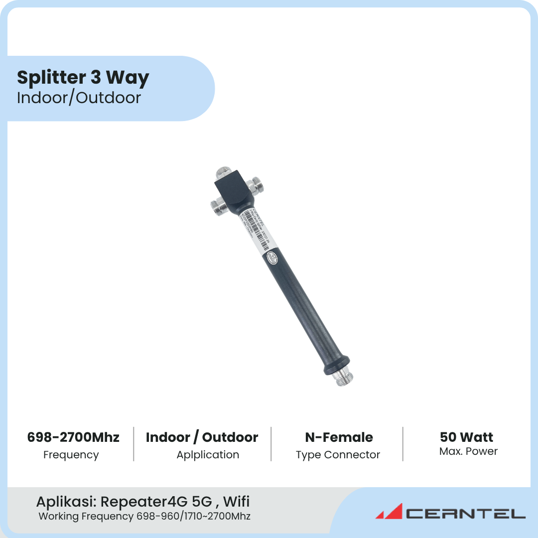 Splitter 3 Way 800-2500 Mhz | Power splitter 3 way penguat signal | Splitter 3 way outdoor indoor | Power Divider 3 Way