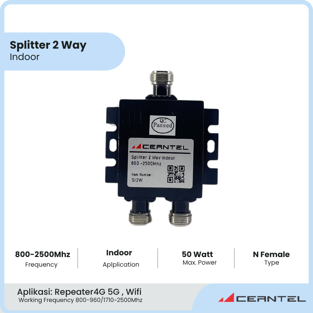 Splitter antenna penguat signal GSM 2way | Splitter Nfemale | Power splitter 2way penguat signal | Splitter 2way indoor | Power Divider 2way 800-2500 Mhz