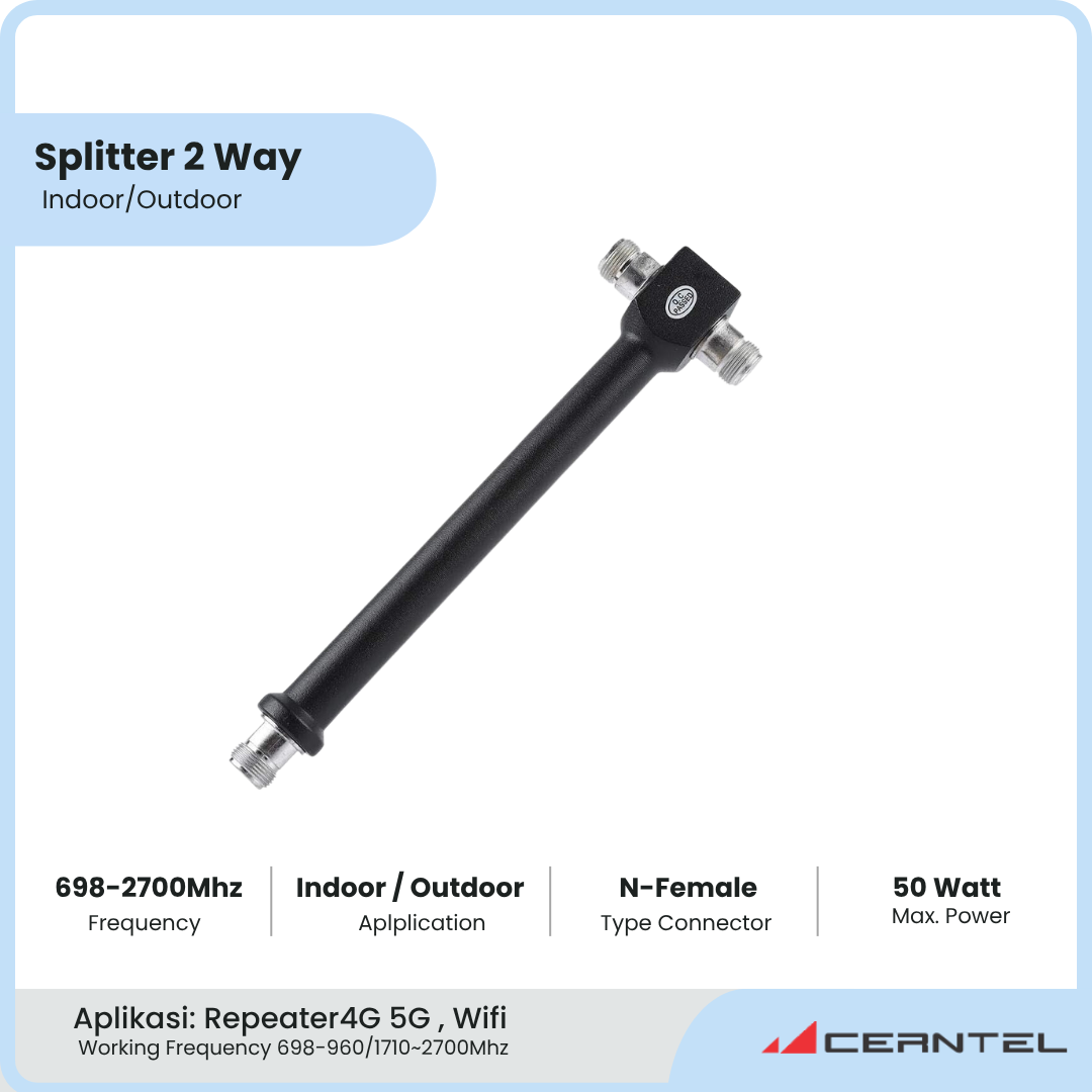 Splitter 2 Way 800-2500 Mhz | Power splitter 2 way penguat signal | Splitter 2 way outdoor indoor | Power Divider 2 Way