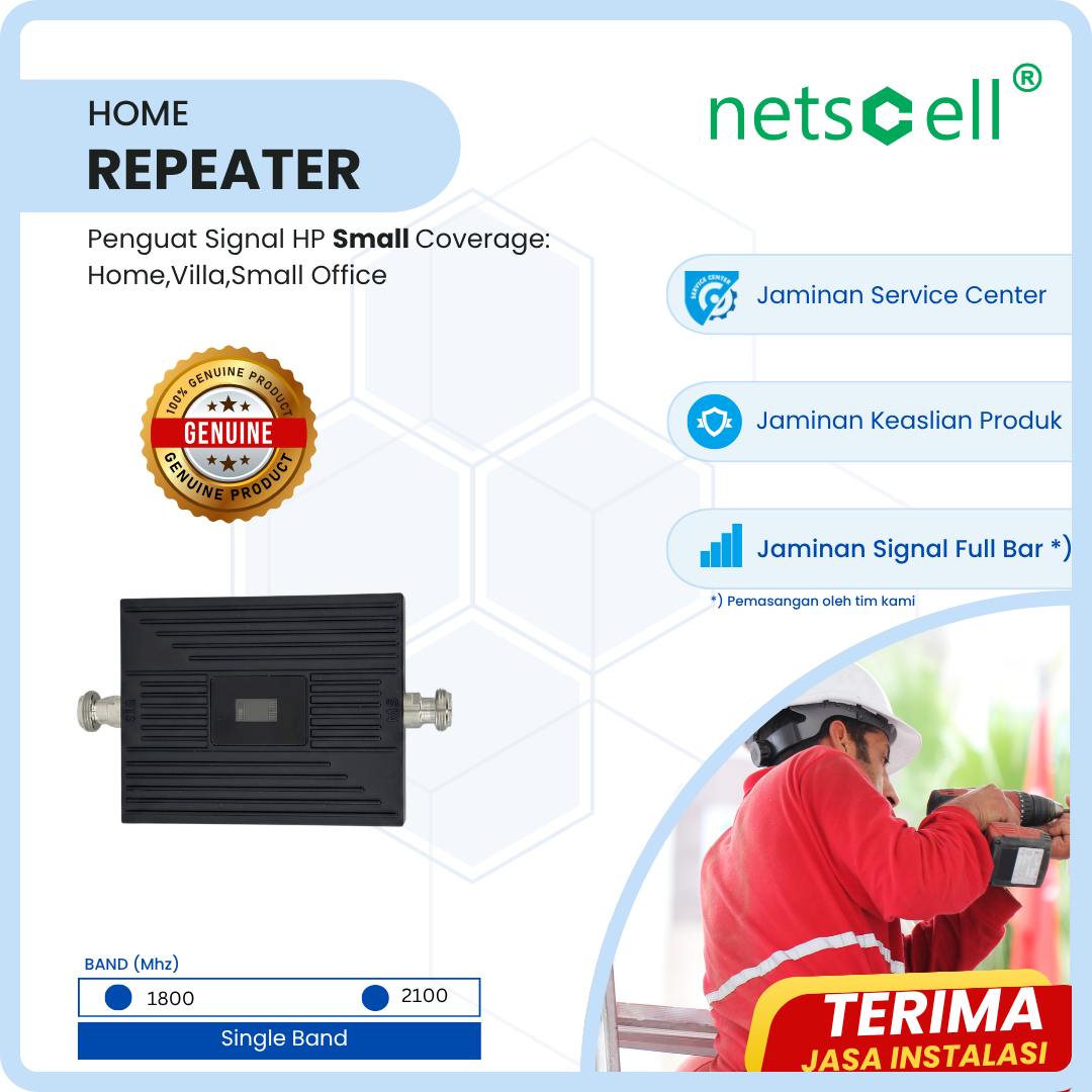 Penguat Sinyal 4G LTE Netcell 1800MHz Fullset Antena Kabel Booster