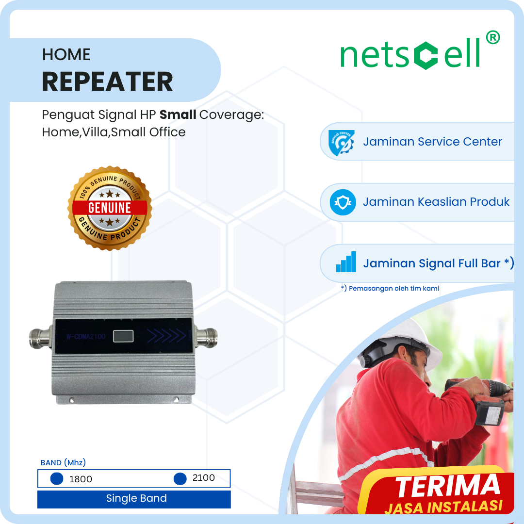 Penguat Sinyal 4G LTE Netcell 2100MHz Fullset Antena Kabel Booster