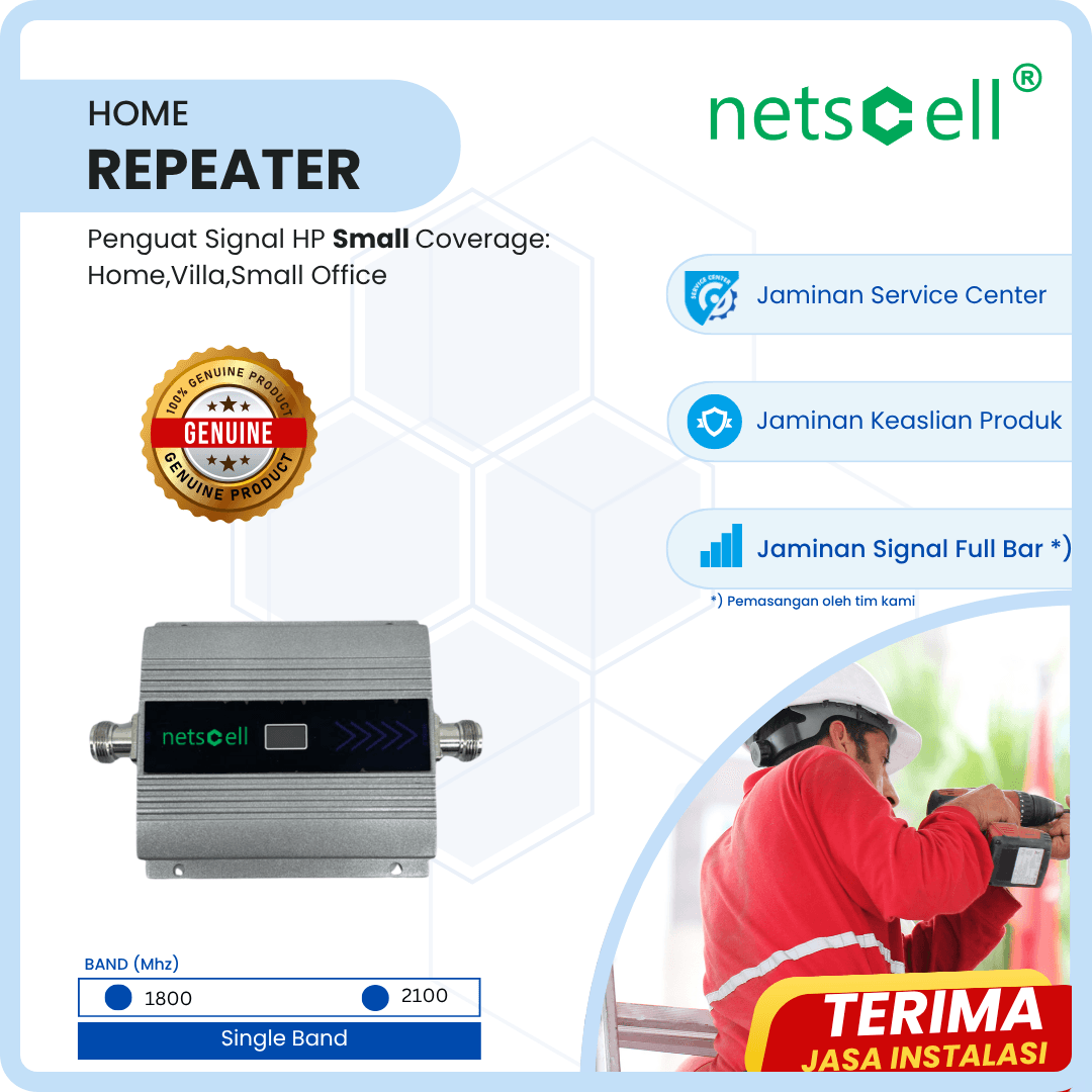 Penguat Sinyal 4G LTE Netscell 2100MHz Fullset Antena Kabel Booster