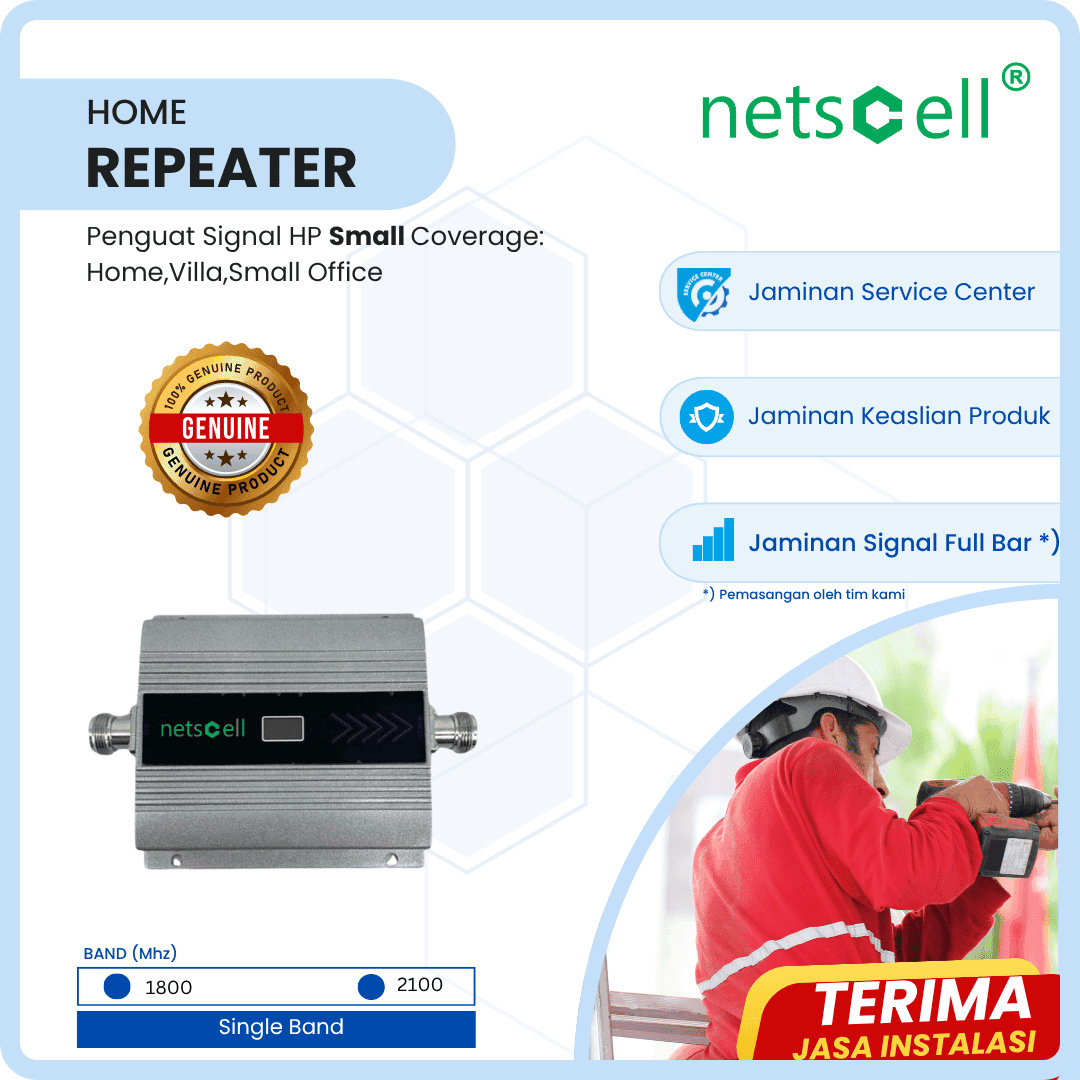 Penguat Sinyal 4G LTE Netscell 1800MHz Fullset Antena Kabel Booster