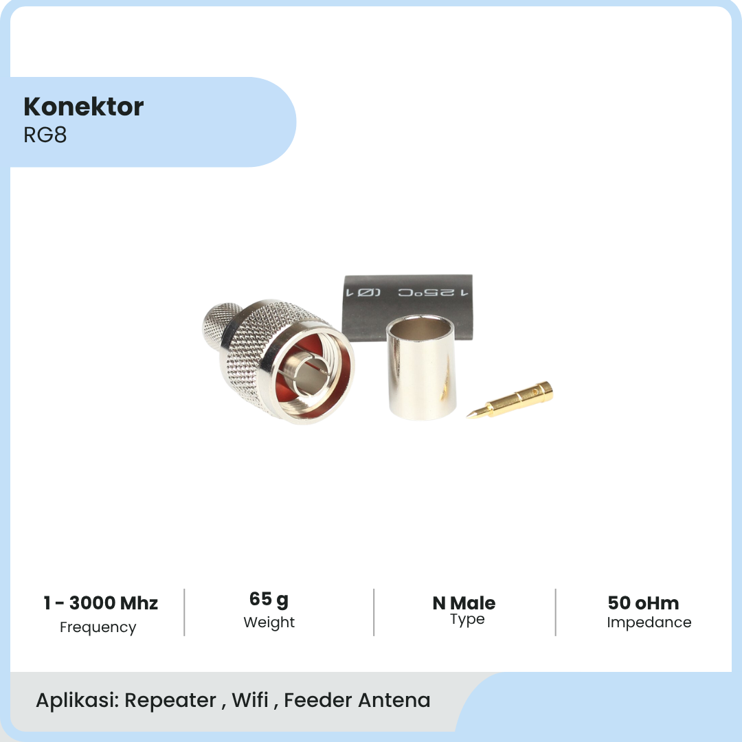 Konektor N Male RG 8 Tipe Crimping | Connector Penguat Signal Jaringan 2G 4G LTE Telkomsel Indosat XL