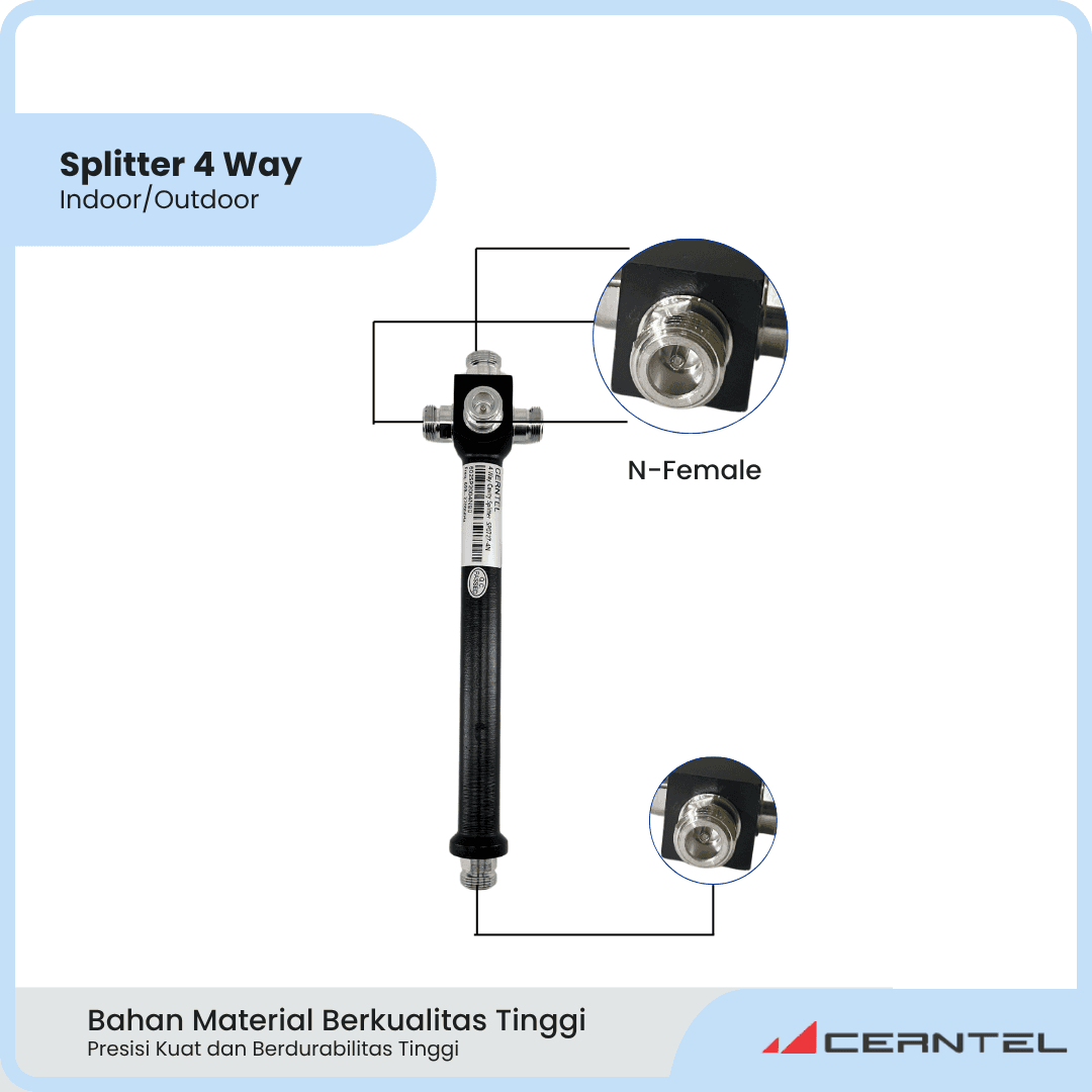 Splitter 4 Way 800-2500 Mhz | Power splitter 4way penguat signal | Splitter 4way outdoor indoor | Power Divider 4 Way - Image 3