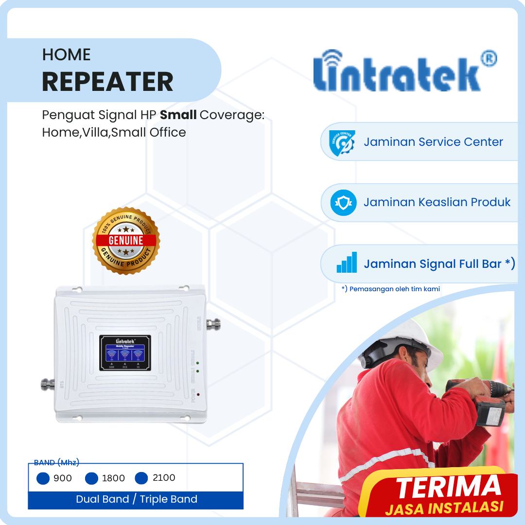 Lintratek Penguat Signal Jaringan 2G 4G LTE Telkomsel,Indosat,XL TripleBand